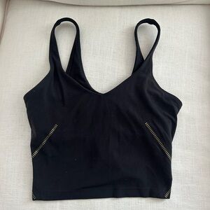 Lululemon black align top with gold detail